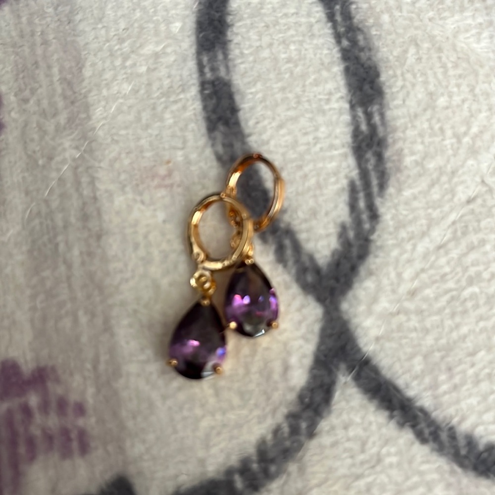 Gold Plated with Purple rhinestone stone earrings